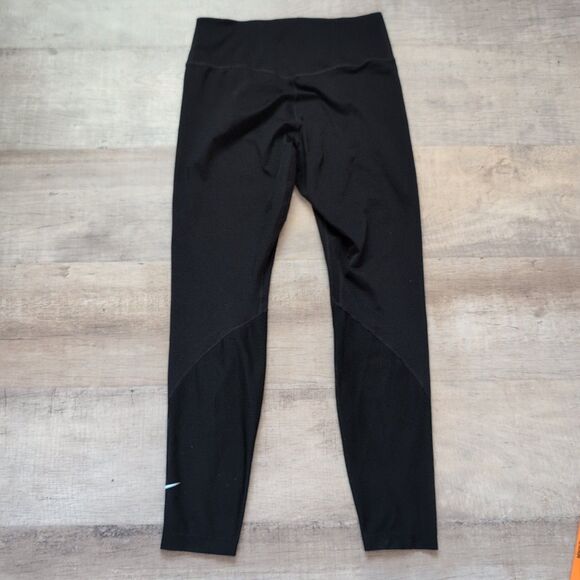 Nike Dri-Fit  Tight Fit Crop Length Leggings Size S Sheer Ankle Black - Picture 1 of 6
